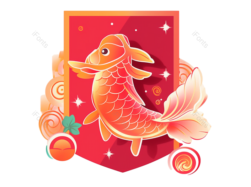 锦鲤图片,新春红包元素,红色PNG,春节红包免抠素材
